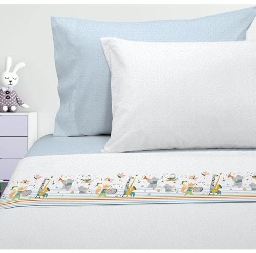 Manterol Juego sábanas Estampado Animales Músicos - Junior 608 c.15 de 90 cm