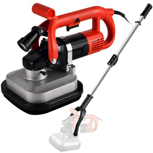 SHENGSHIYU Lijadora Pared y Techo con Varilla Extensible de Acero Inoxidable y Luz LED,3600W Lijadora Suelo Parquet,6 Velocidades 600~3000rpm,4 Discos de Molienda con Rotación Doble Sentido