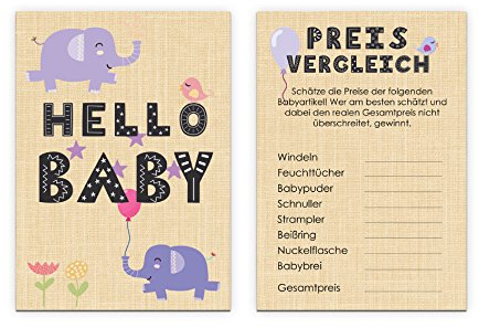 Nastami Babyparty Spiel 10 Karten Preise schätzen