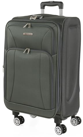 ITACA - Maleta Mediana con 4 Ruedas Giratorias para Viajes Largos Tipo Trolley Ideal como Maletas de Viaje Grandes 23 Kilos y Maleta Viaje Mediana Resistentes, Gris
