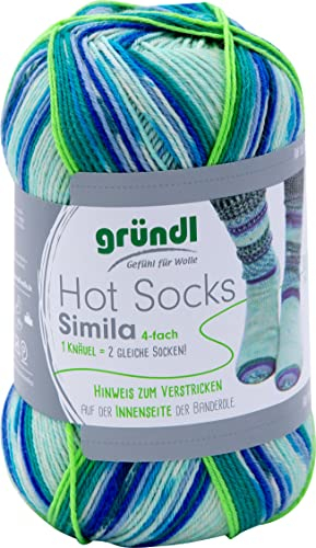 gründl Hot Socks Simila Sockenwolle 4-fädig 100g 400m Nadelstärke 2,5-3,0 Ökotex 100 zertifiziert Schonwaschgang 40°C 75% Schurwolle 25% Polyamid Ganzjährig für Pullover und Socken Farbe 305