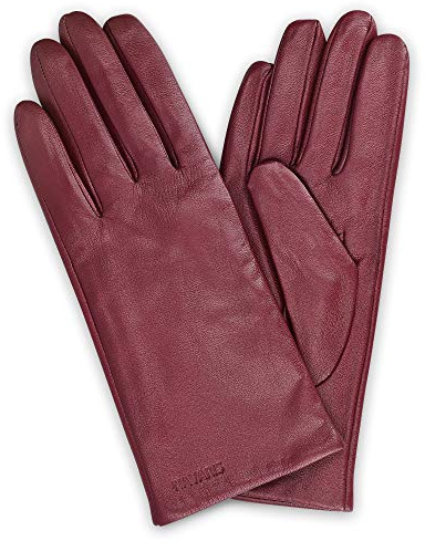 Navaris Guanti Capacitivi Touch-screen - Guanti in Pelle da Donna con Imbottitura Cashmere - Guanti in Nappa Display Smart-phone tablet - Bordeaux - L