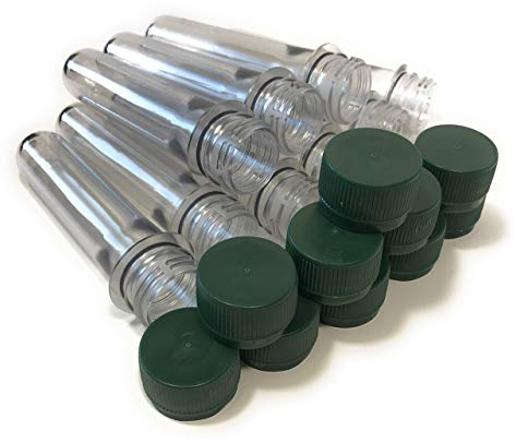 Flocoro´s Petlinge Leer PET Preform Petling mit Deckel grün 10 Stück für Geocaching Zubehör Wasserdicht Petling klar Preformen