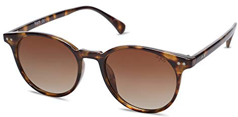 SOJOS Small Round Classic Polarized Sunglasses for Women Men Vintage Style UV400 Lens SJ2113, Tortoise/Gradient Brown