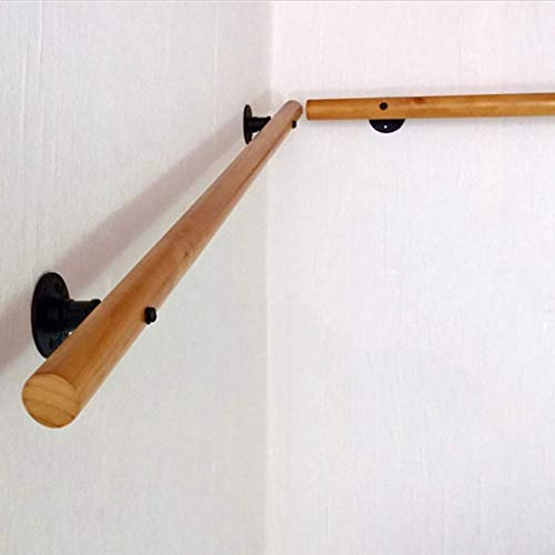 Barandillas con Soportes - Kit Completo - Postes de Madera Redondos Antideslizantes Poste para pasamanos de escaleras Interiores para Personas Mayores y discapacitadas