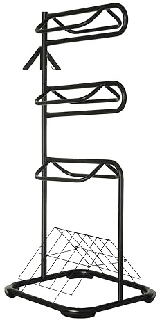 Soporte para silla de montar de caballo 3 niveles con ganchos de brida y manta ventilada secadora de acero Pony equino equino equestrian
