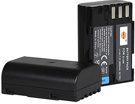 DSTE Lot de 2 Batteries Li-ION Rechargeables D-LI90 LI90 compatibles avec Pentax K-7 K-7D K-5 645D K5IIS K52 K5II K01 K-3 Mark III
