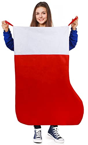 KIMOBER Übergroßer Riesen-Filz-Weihnachtsstrumpf, Jumbo hängende Weihnachtsstrümpfe für Familienparty-Dekorationen – 114,3 cm