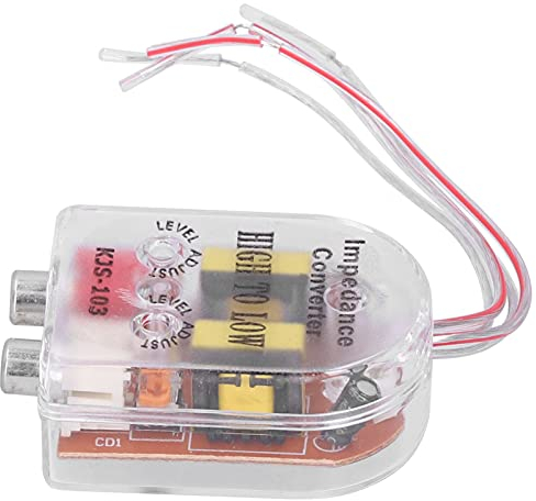 O Convertidor de coche, Yctze 12V Convertidor de radio estéreo para coche Altavoz de alto a bajo para adaptador de impedancia o Amplificador de línea Adaptador RCA alto-bajo