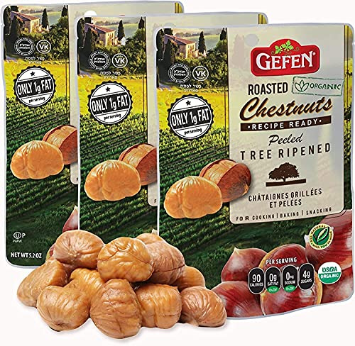 Gefen Whole Chestnuts, Roasted & Peeled | Ready-to-Eat 150g (Pack of 3)