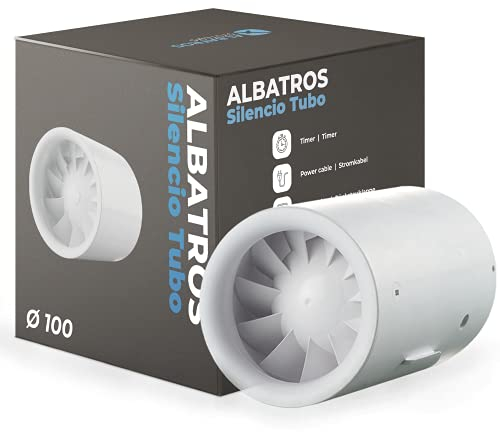 Albatros Rohrventilator 100mm Silencio Tubo - Extra Leise und Leistungsstark - Innovativer Rohr-Lüfter für Bäder, Küchen und Wohnräume - Schafft ein angenehmes Wohlfühlklima