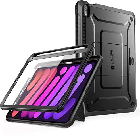 SUPCASE für iPad mini 7 Hülle A17 Pro 2024 Bumper Case 360 Grad Schutzhülle [UBPro] Unterstützt Apple Pencil Aufladen mit Displayschutz & Stifthalter & Ständer für iPad mini 7th/6th 8.3'' (Schwarz) | Bumper Schutzhülle [UBPro] Unterstützt Apple Pencil Aufladen mit Displayschutz, Stifthalter und Ständer für iPad Mini 7/6
