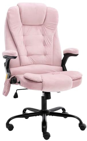 vidaXL Massage Bürostuhl Höhenverstellbar Heizfunktion Liegefunktion Chefsessel Bürosessel Schreibtischstuhl Sportsitz Gaming Racing Stuhl Rosa Samt