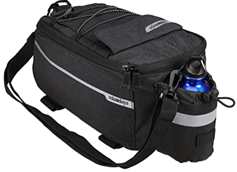 Relaxdays Gepäckträgertasche Fahrrad, isoliert, mit Flaschenhalter, wasserdicht, Fahrradtasche für Gepäckträger, schwarz, 1 Stück