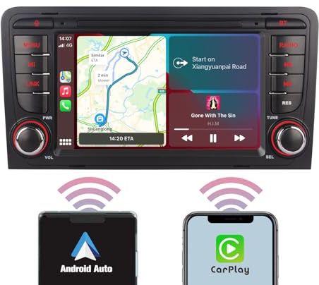 YZKONG Autoradio per Audi A3 S3 RS3 2003-2012 Compatibile con Wireless CarPlay Android Auto, ricevitore per radio auto a touch screen da AM/FM/Bluetooth/USB