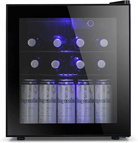 Antarctic Star - Enfriador de vino de 1.6 pies cúbicos refigerador de bebidas, pequeña bodega para cerveza de soda, barra de mostrador, refrigerador de funcionamiento silencioso, no empotrado, puerta