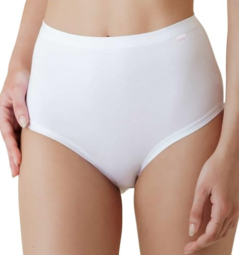 Intimitaly (Pacco da 6) Mutande da Donna in Cotone Vita Alta - Slip Donna Cotone Colori Nero o Bianche - Culotte da Donna - Intimo Traspirante e Confortevole IR5091 (XXL, Bianco)