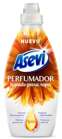 Asevi Perfumador Líquido para Lavadora Gold - Perfume para la Ropa - Fragancia Intensa y Sofisticada - Fórmula Hipoalergénica - Dermatológicamente Testada - Ideal para Todo Tipo de Ropa