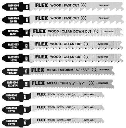 FLEX 10-Piece T-Shank Jigsaw Blade Set - FAM20301-10