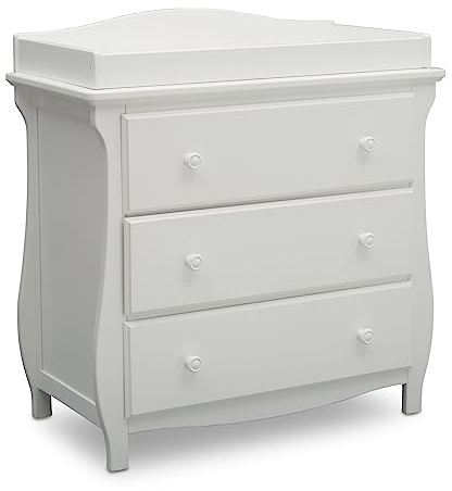 Delta Children Lancaster 3 Drawer Dresser with Changing Top and Interlocking Drawers - Greenguard Gold Certified, Bianca White