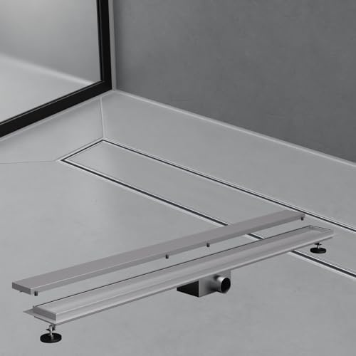 HAGO24 Duschrinne in Silber I 100 cm I 2in1 Bodenablauf Dusche aus Edelstahl I Hochwertige Ablaufrinne Dusche mit Haarsieb I Duschrinne befliesbar & individuell anpassbar I Stilvoller Duschablauf