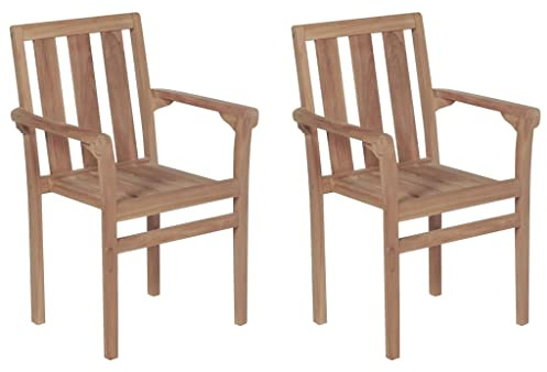 CKioict Campingstuhl Gartensessel Bistrostuhl Stapelbare Gartenstühle 2 STK. Massivholz TeakGeeignet für Terrassen, Rasenflächen, Bauernhäuser