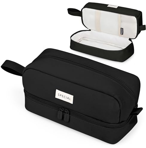 Yoeege Ästhetisches Federmäppchen für Studenten, Mädchen, Erwachsene, Frauen - Schwarz, U49YX003B