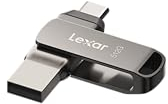 Lexar 512GB JumpDrive Dual Drive D400 USB 3.2 Type-C & Type-A Flash Drive for Storage Expansion, Photo Back-up for iPhone 15, Up to 170MB/s, Metal Housing & Swivel Design, Titanium (LJDD400512G-BNQNU)
