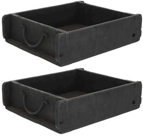 Novaliv 2x Holzkiste Vintage Schwarz 30 x 25 x 8 cm Alte Ziegelform Holz Groß Allzweckkiste aus recyceltem Altholz Jede Form EIN Unikat ? Vintage Kiste Deko