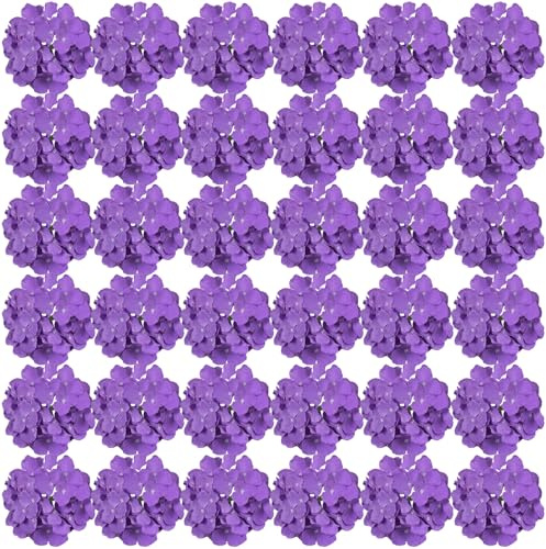 FagusHome 35 Stück künstliche Hortensien Blume Köpfe Künstliche Blumen Köpfe mit Stielen Gefälschte Blumen Durchmesser 18CM für Deko (Lila)