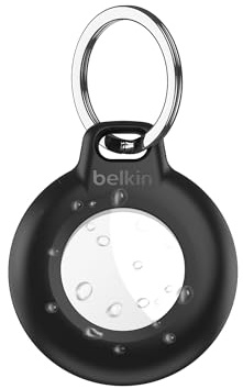 Belkins vattentäta Secure Holder för Apple AirTag med nyckelring, reptålig, skyddande tillbehör med nyckelring för nycklar, husdjur, bagage, ryggsäckar, m.m - Svart 1-pack