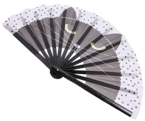 FUNOMOCYA 1stück Klappfächer Mit Katzenmuster Handgefertigter Fächer Im Japanischen Stil Für Hochzeiten Partys Und Dekoration Eleganter Faltfächer Aus Holz Mit Süßem Katzenmotiv