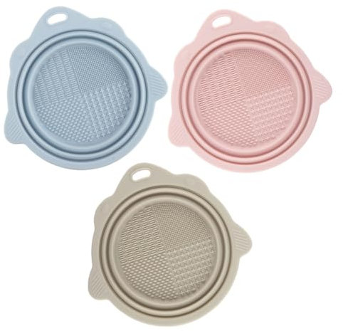 Beaupretty 3pcs Soft Silicone Makeup Brush Cleaning Pad for Sponges Brushes Folding Bowl Mat Beauty Tools Accessories