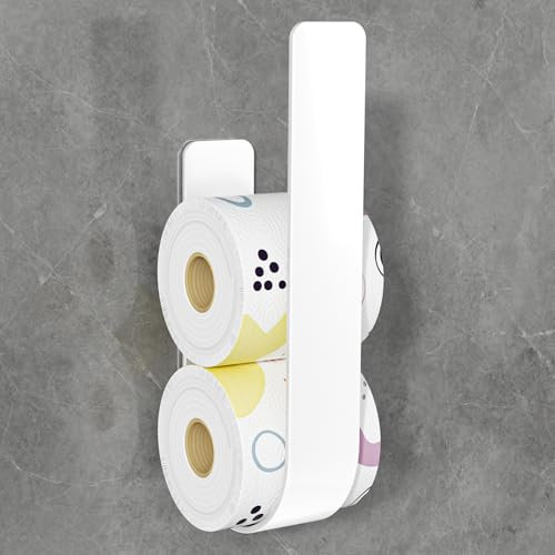 Porta Carta Igienica Bianca, Portarotoli Carta Igienica Scorta, Portarotolo Carta Igienica per 3 Rotoli, Portacartaigienica Bagno Adesivo da Parete