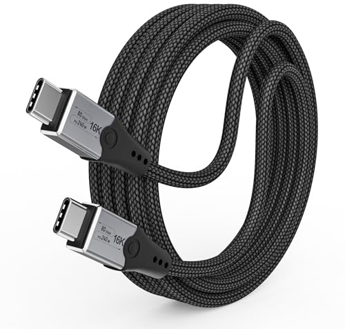 HOTUTUKI cable usb c transfert données 80Gbps Thunderbolt 5, type c vers type c, 16K/ 8K Video Display, 240W long Cabel compatible avec Thunderbolt 4/3, USB4 / cordon usb c vers usb c, cable usbc 2m