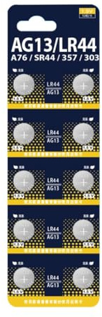 HINAYOSAN Pilas de botón de botón AG13/L1154/LR44 de 1,5 V para dispositivos electrónicos de baja potencia (paquete de 10/20 unidades)
