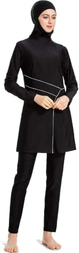 SUYUKU Muslimischer Badeanzug für Damen 3-teilige Muslimische Bademode Hijab Anzug Frauen islamischer Badeanzug Langarm Schwimmen Burkini Kostüm UV-Schutz Bademode Anzug S - 6XL