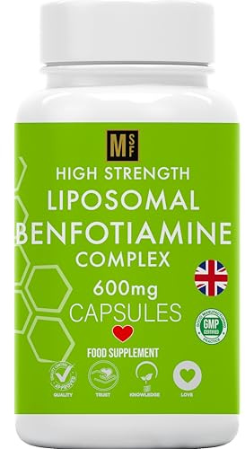 Benfotiamine and Thiamine B1 | High Strength 600mg 1-A-Day | 120 Vegan Liposomal Capsules | Fat Soluble for Heart & Kidney | Eye & Nerve Repair | 4 Month Supply, All Natural
