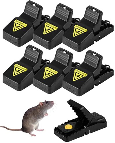 Lot de 6 Piège à Rats Professionnel, 6pcs Clips de Piège à Souris Efficace Réutilisable, Piege Souris avec Boîte à Appâts, Tapette Convient pour la Maison Cuisines Jardins Exterieur