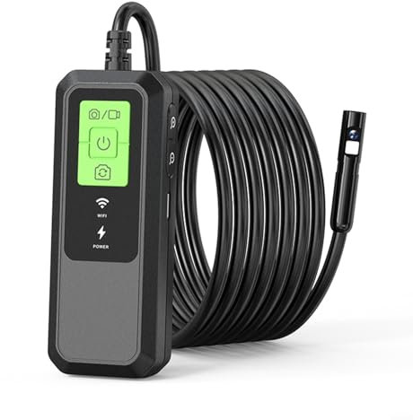 LVYXON Boroscopio industriale, 1 m 5 MP HD Dual Lens, WiFi 8 mm IP67 impermeabile telecamera di ispezione con risoluzione 2K per scarico tubo motore auto