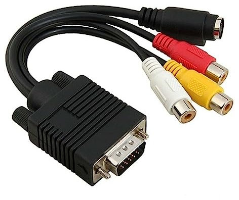 DOITOOL Adaptateur Vga vers 3 RCA et S-vidéo pour PC et Ordinateur Portable, Câble PVC 20 Cm Compatible Cartes Graphiques Nv6 et Supérieures, Conversion Signal Vidéo Analogique,