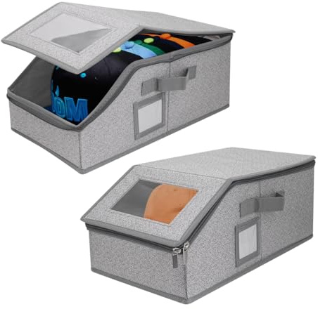 JJoexyfit 2 cajas apilables para gorras de béisbol, capacidad para hasta 24 cajas organizadoras de sombreros (gris)