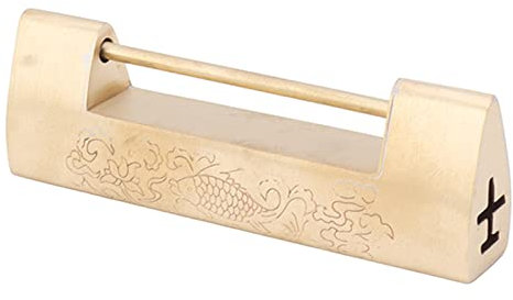 Pssopp Chinese Style Copper Coin Pattern Brass Lock Durable and -Proof for Small Cabinets, Jewelry Boxes - Collectible Item (Brass Color)