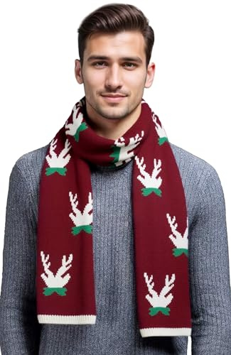 AIEOE Weihnachten Schal Damen Herren Strickschal Warm Winter Halstuch Rentier Muster Weihnachtsschal Geschenk 170x35cm