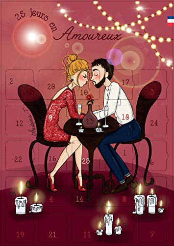 Calendrier Evenement Calendrier de l'Amour, 25 Défis Romantiques pour Couple, Format A3, Rose, Idéal Saint-Valentin et Anniversaire