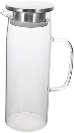 NOLITOY Jarra de Vidrio Resistente al Calor para Oficina y Hogar Tetera Práctica para Té Frío y Caliente Diseño Antigoteo Elegante y Duradero