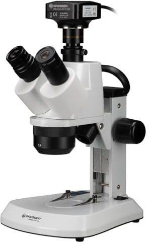 Bresser Stereo Microscope Set with 12MP MikroCam II Camera, 3 Magnifications (10x, 20x, 40x), Trinocular LED Lighting, USB 3.0