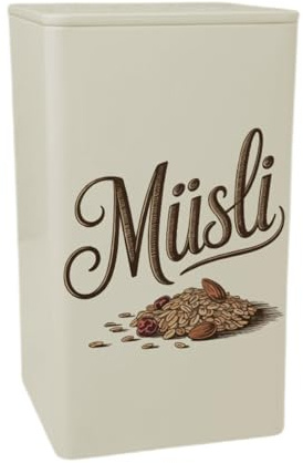 speecheese Müsli vintage förvaringsburk 900 ml retro plåtburk 900 ml i nostalgisk design, perfekt för kök