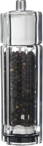 T&G Classic Hexagonal Straight-Sided Clear Acrylic 2-in-1 Combi Pepper Mill and Salt Shaker, 16 cm Transparent 12649 (Pack of 6)
