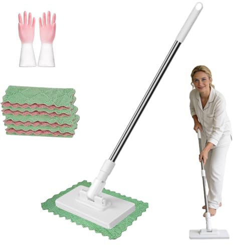 Dust Mop Magic, Zero-Touch Mini Mops, Convenient Automatic Cloth Changing Lazy Mop Clip On, No Wash, 360° Rotation Retractable Gap, Wet and Dry with Sweeping Cloths (1 mop 5 cloths)